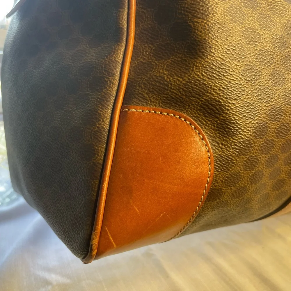 Celine Macadam Boston Canvas Duffle with Leather Trim